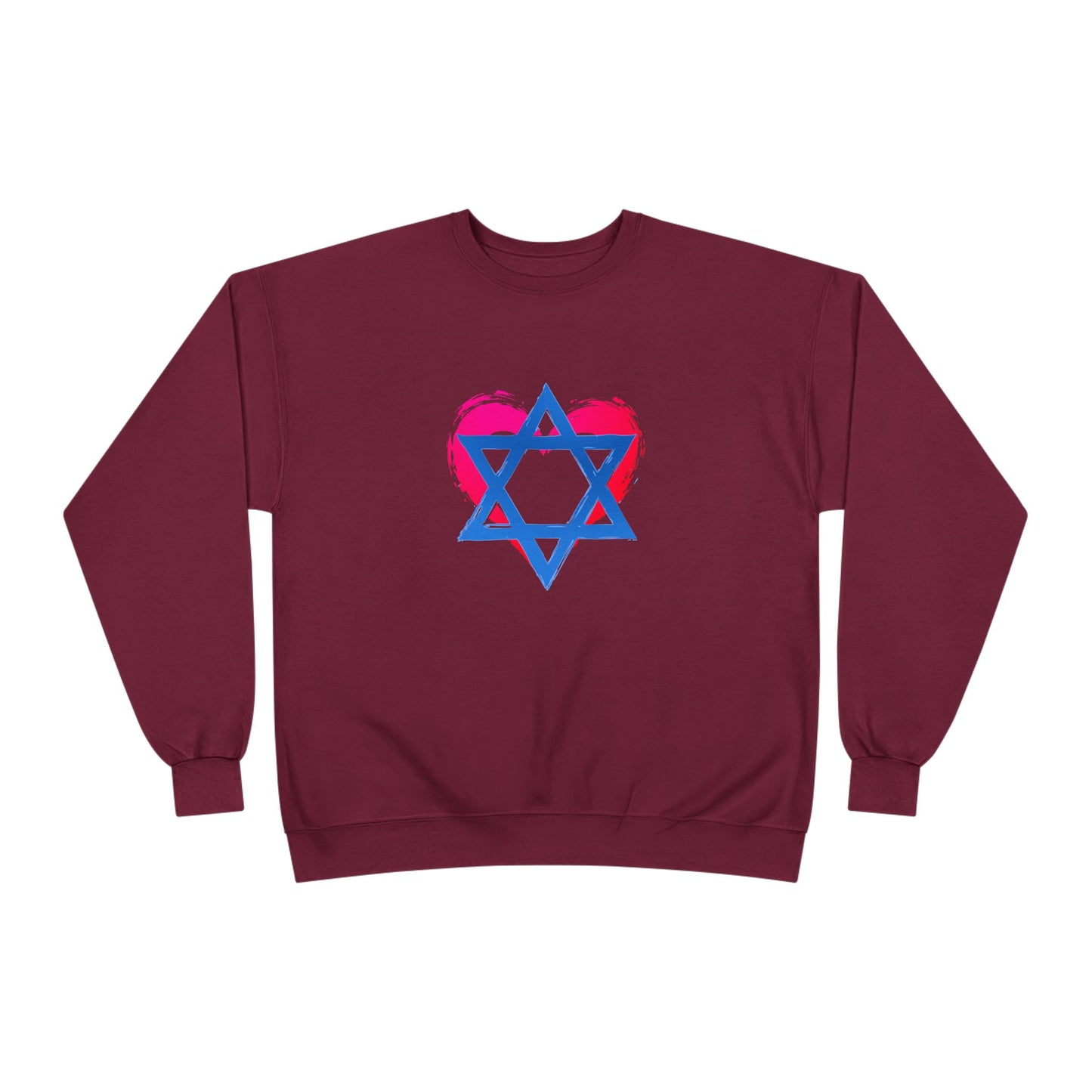 Star of David with Heart Unisex EcoSmart® Crewneck Sweatshirt