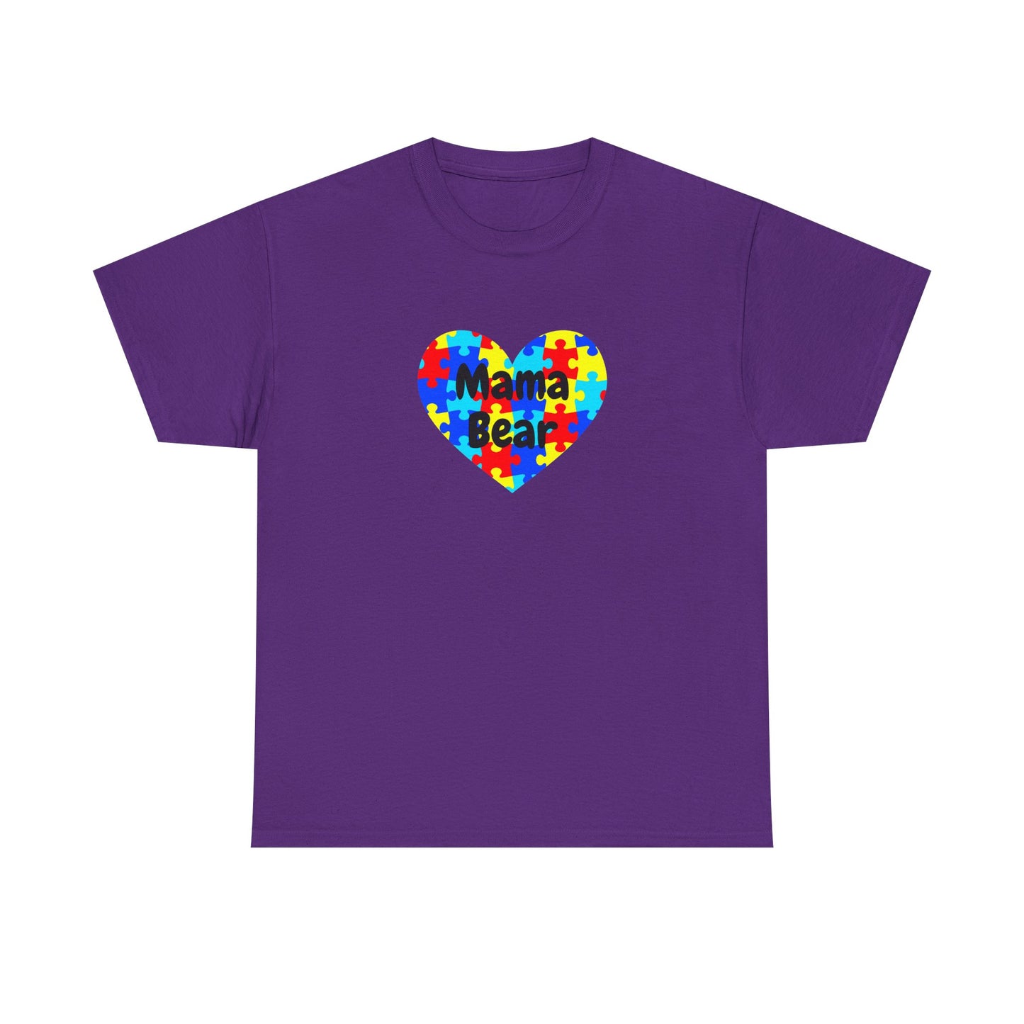 Mama Bear Autism Puzzle Heart T-Shirt - Autism Awareness Mom Tee