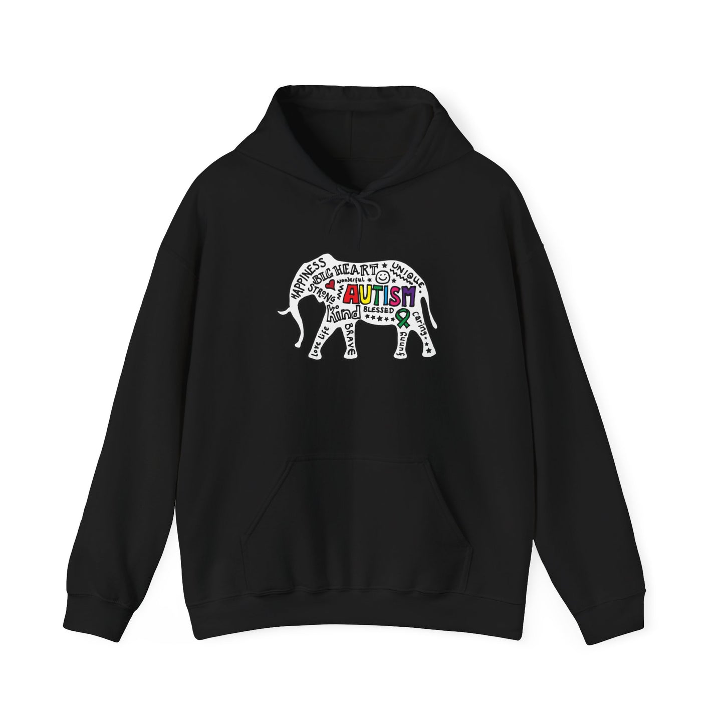Autism Awareness Elephant Hoodie - Colorful Puzzle Piece Design