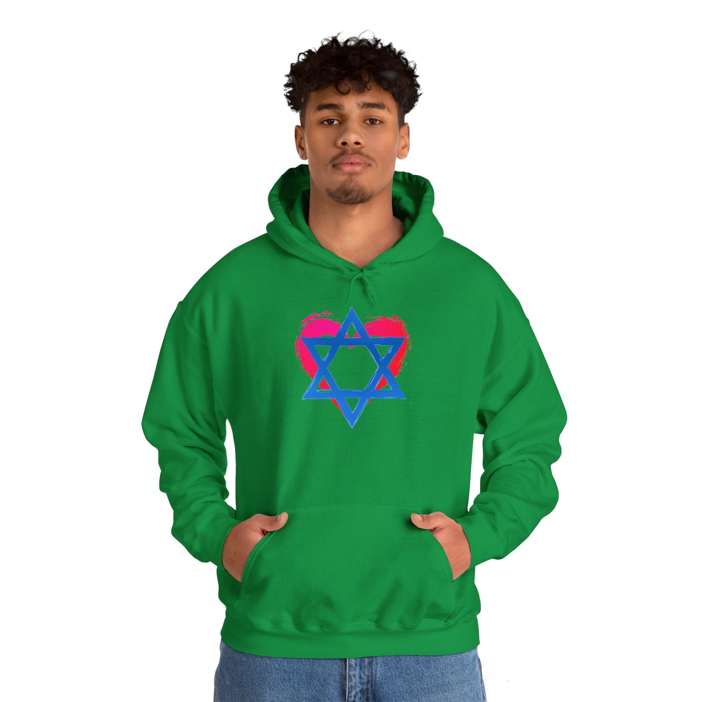 Star of David with Heart Unisex Heavy Blend™ Hooded Sweatshirt