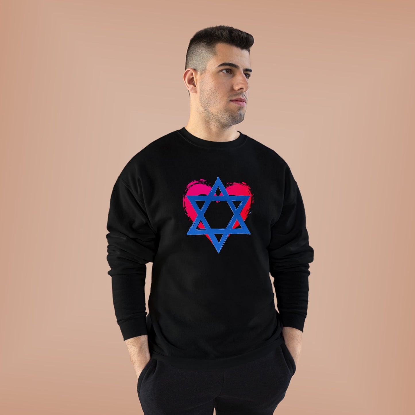 Star of David with Heart Unisex EcoSmart® Crewneck Sweatshirt