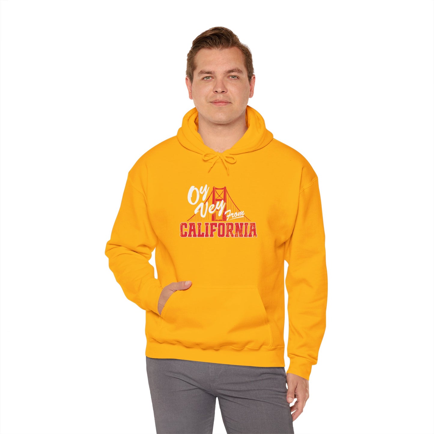 "OY VEY FROM CALIFORNIA" Unisex Heavy Blend™ Hooded Sweatshirt