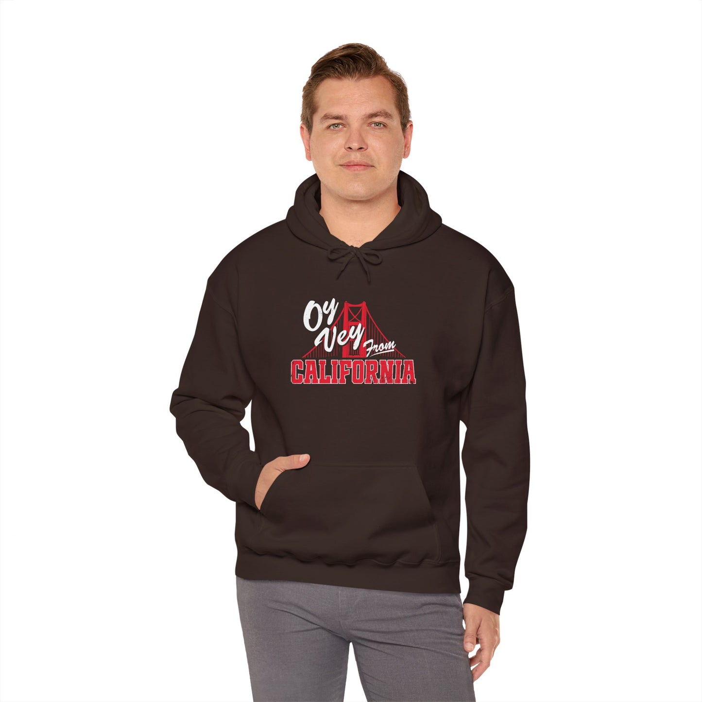 "OY VEY FROM CALIFORNIA" Unisex Heavy Blend™ Hooded Sweatshirt