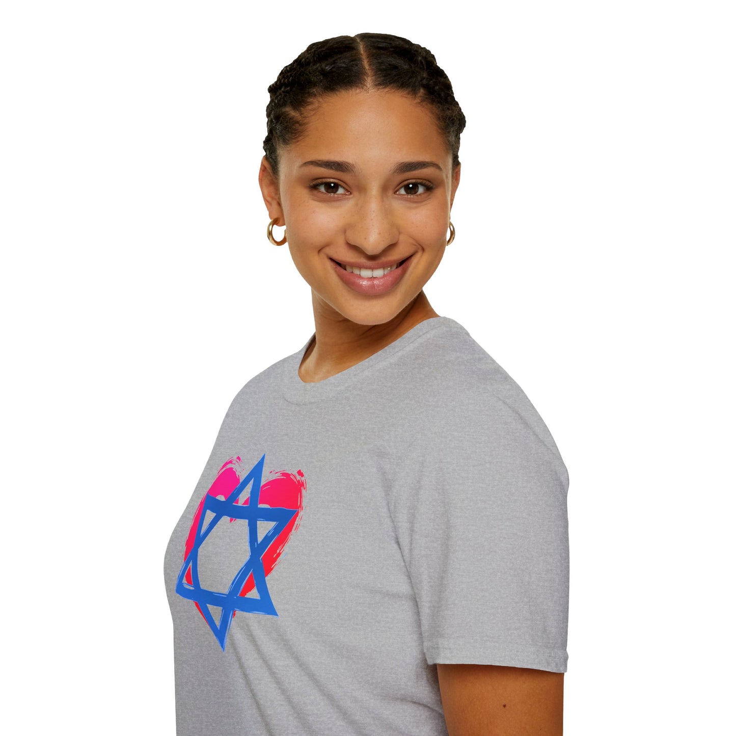 Star of David with Heart Unisex Softstyle T-Shirt