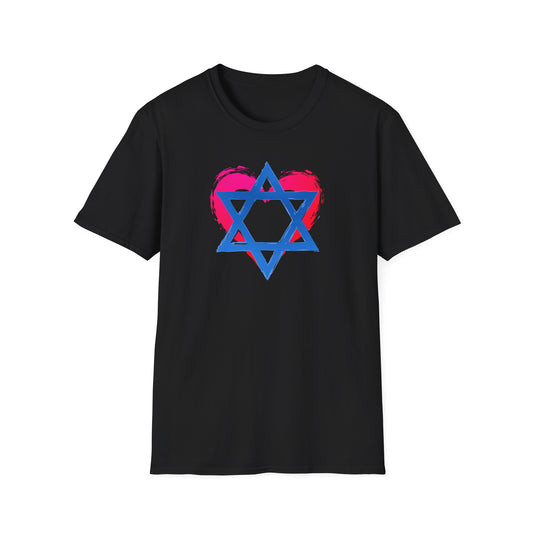 Star of David with Heart Unisex Softstyle T-Shirt