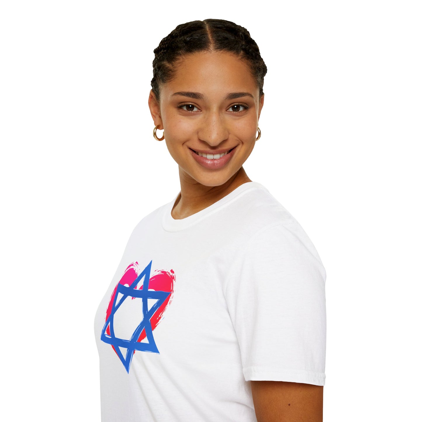 Star of David with Heart Unisex Softstyle T-Shirt