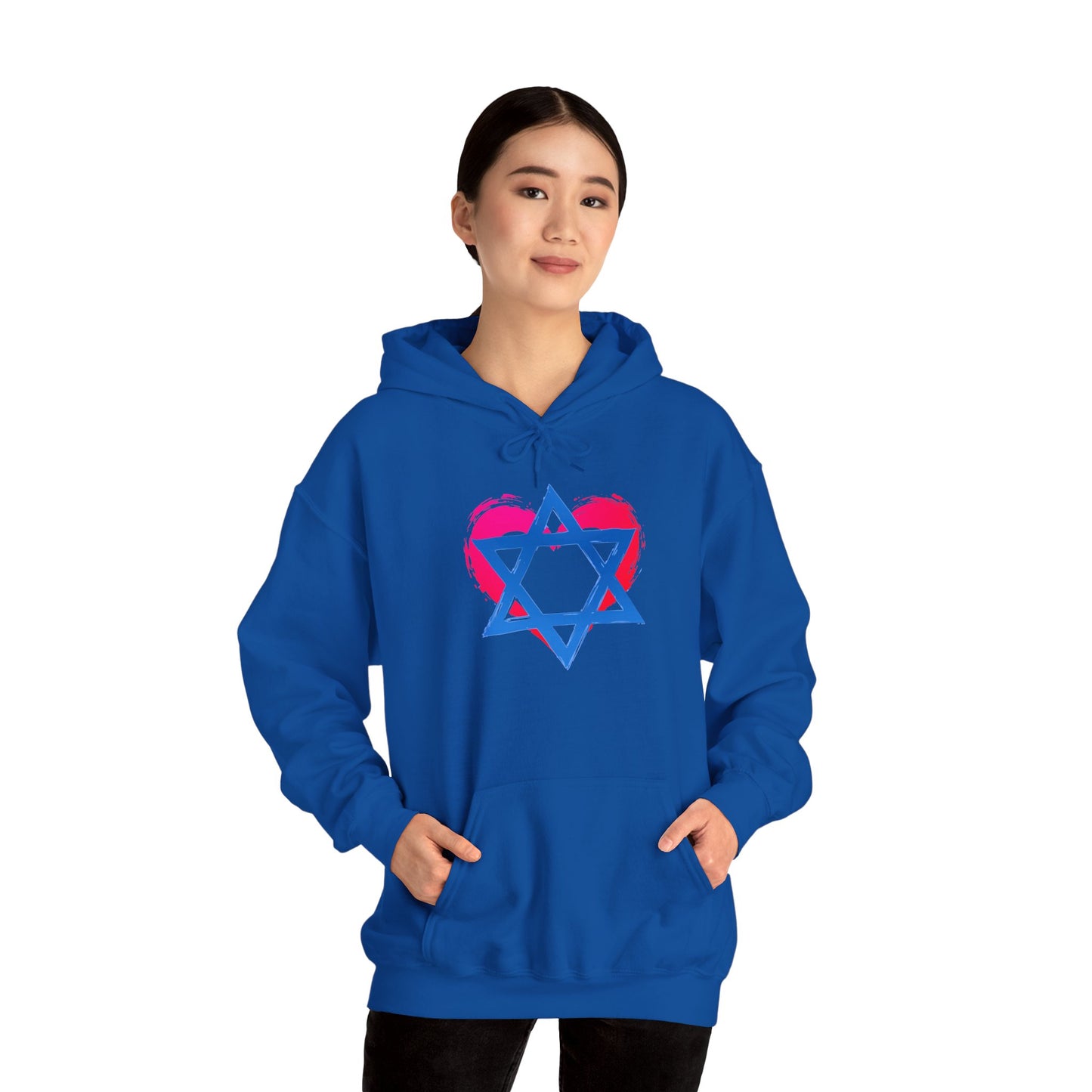 Star of David with Heart Unisex Heavy Blend™ Hooded Sweatshirt