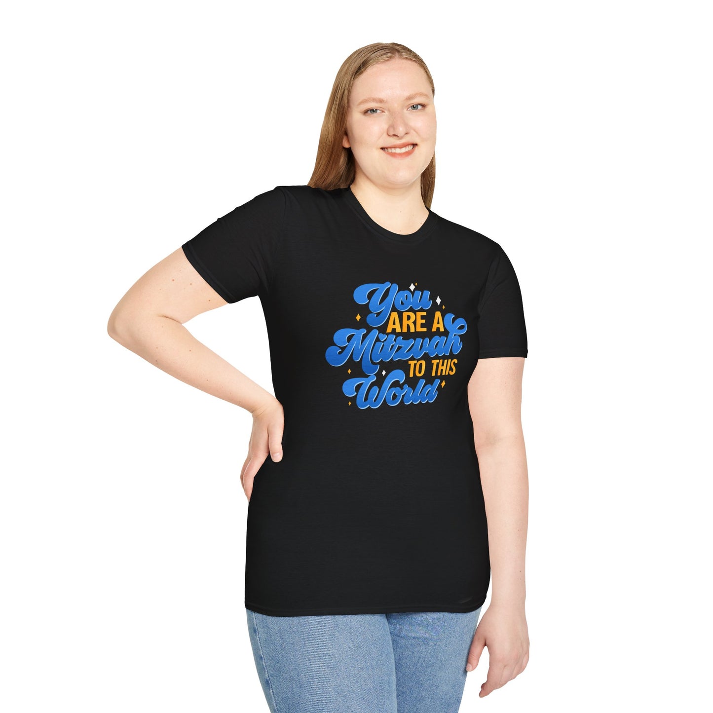 "YOU ARE A MITZVAH TO THIS WORLD" Unisex Softstyle T-Shirt