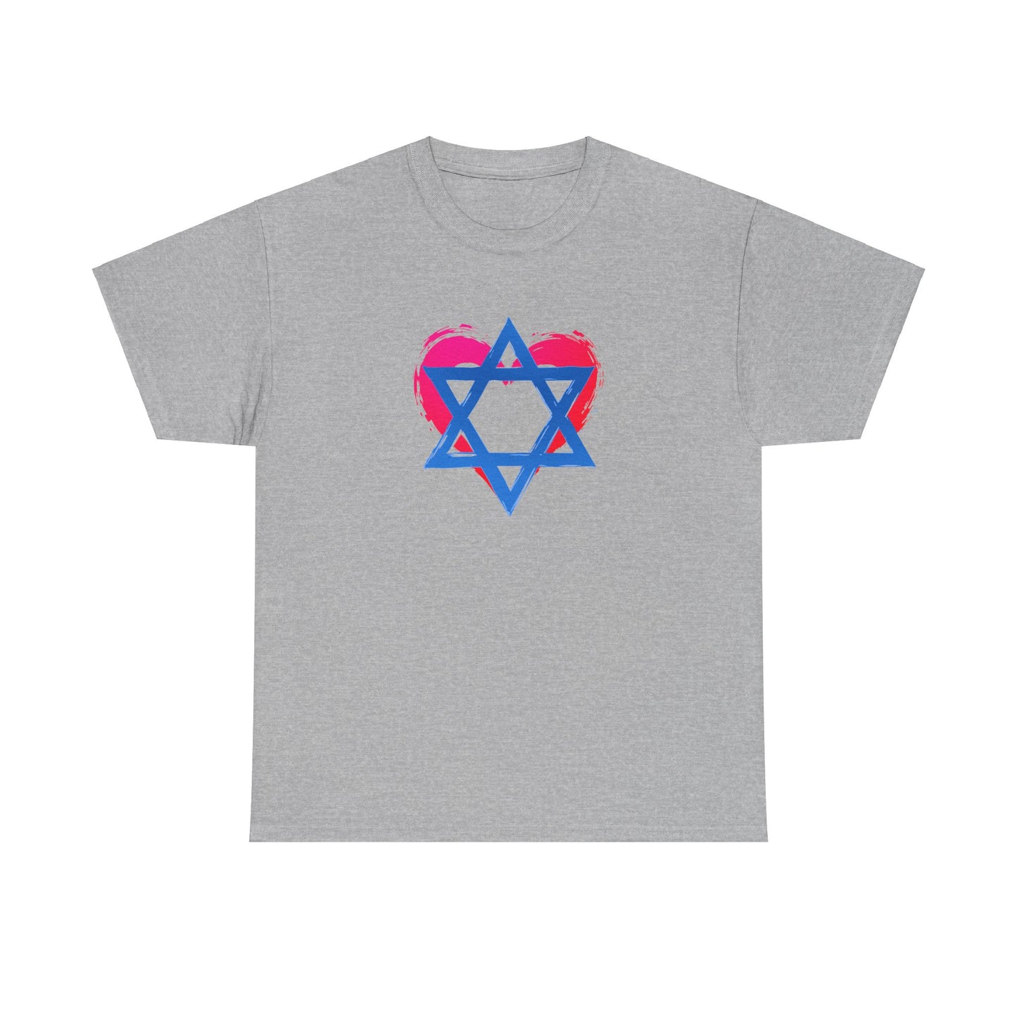 Star of David with Heart Unisex Heavy Cotton Tee