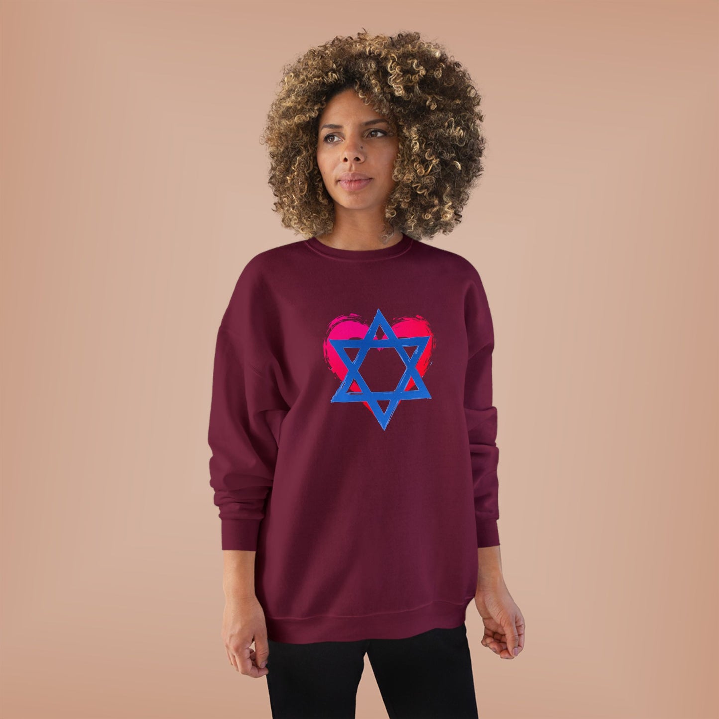 Star of David with Heart Unisex EcoSmart® Crewneck Sweatshirt