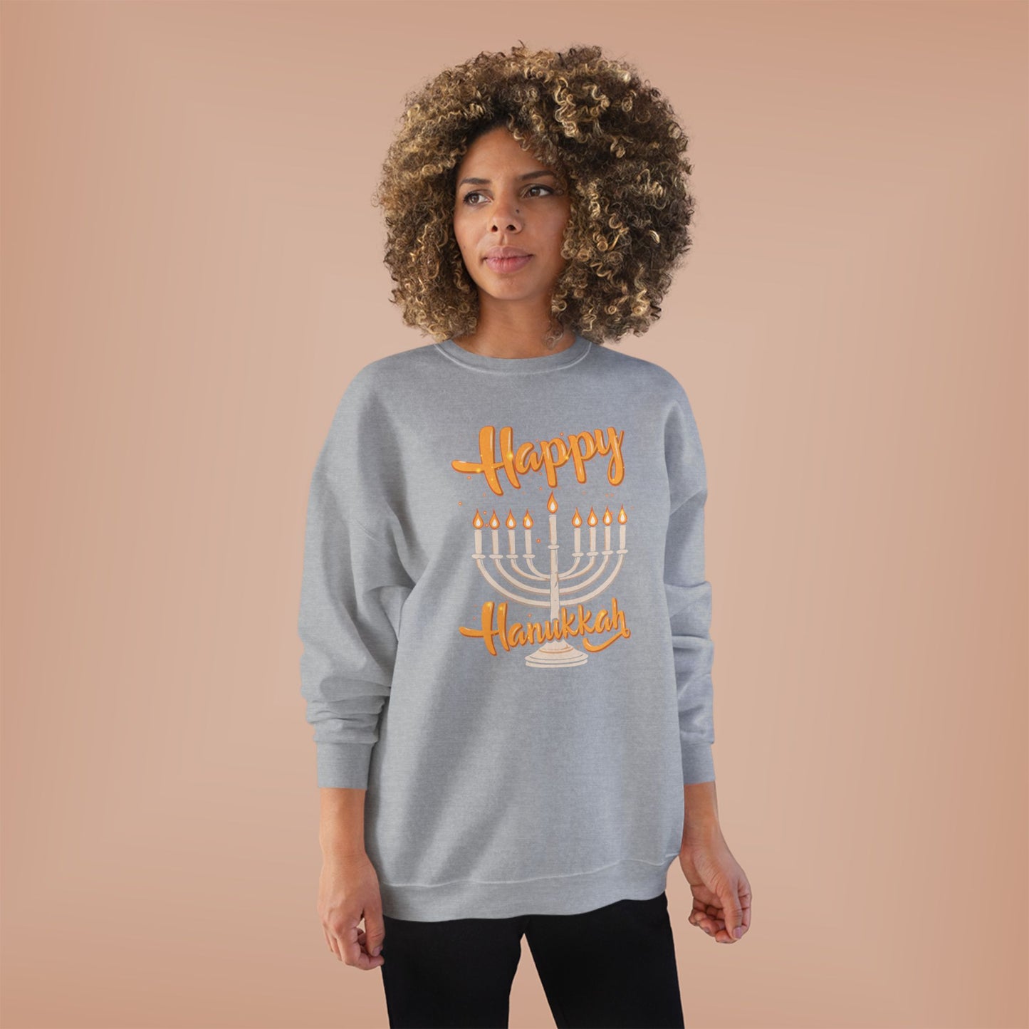 "Happy Hanukkah" Unisex EcoSmart® Crewneck Sweatshirt