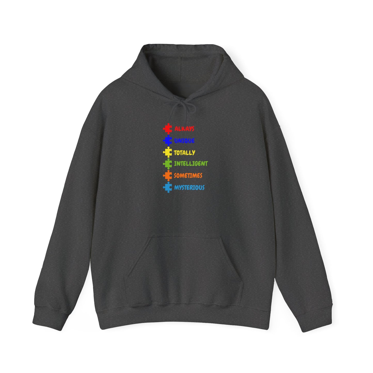Autism Puzzle Traits Hoodie - "Always, Unique, Intelligent, Sometimes, Mysterious"