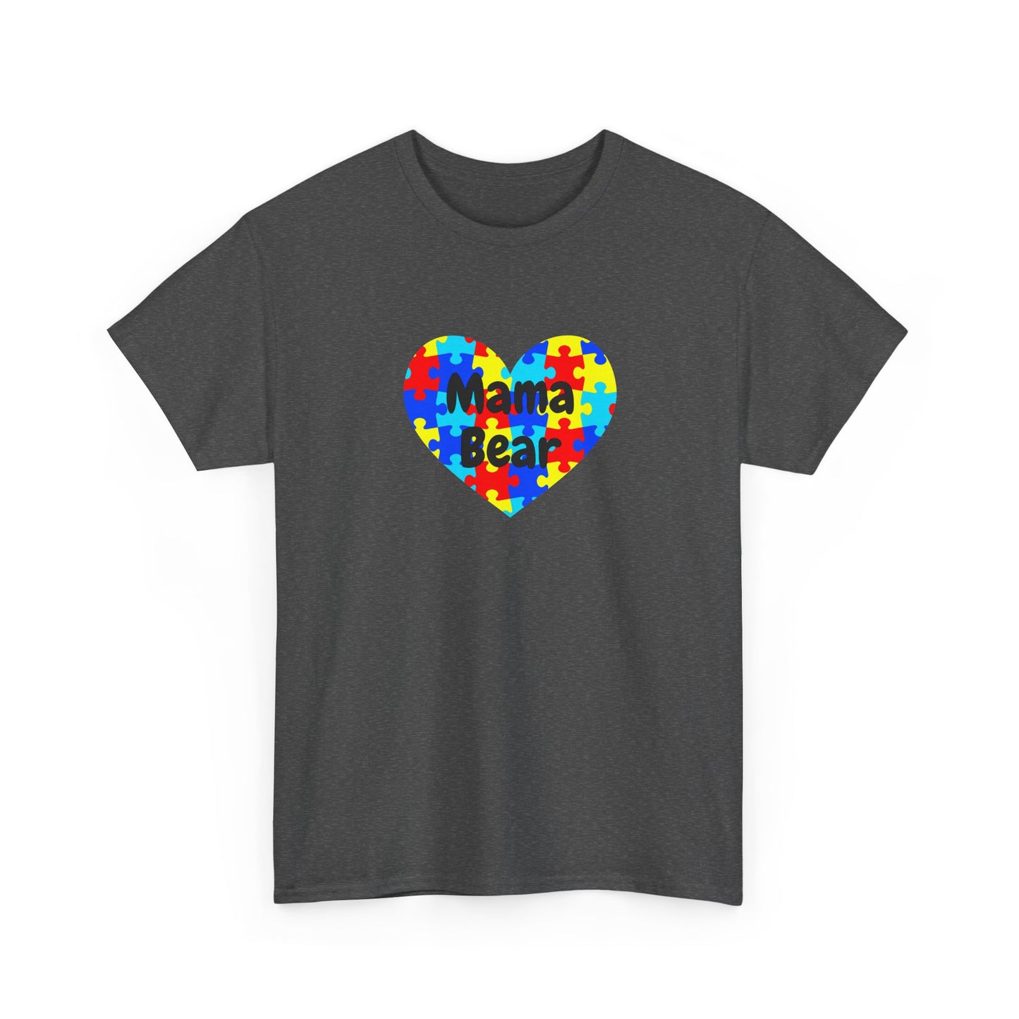 Mama Bear Autism Puzzle Heart T-Shirt - Autism Awareness Mom Tee