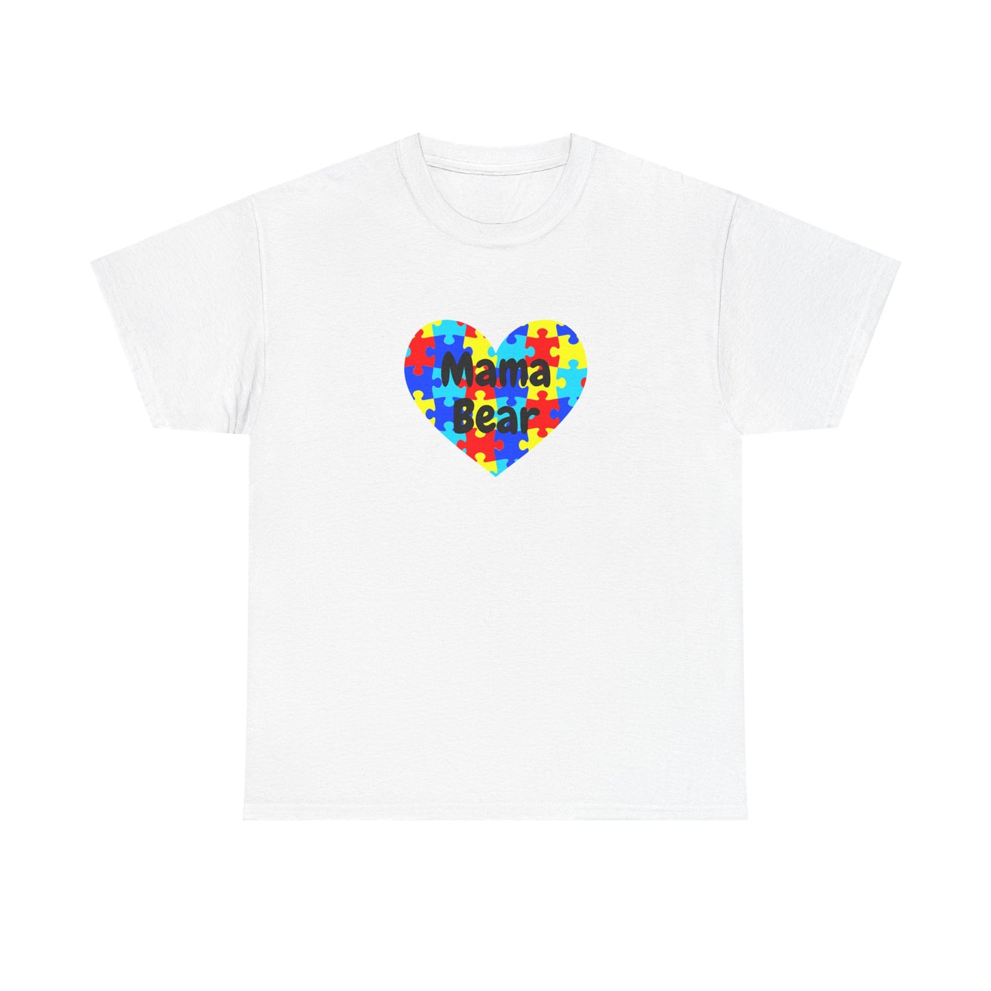 Mama Bear Autism Puzzle Heart T-Shirt - Autism Awareness Mom Tee
