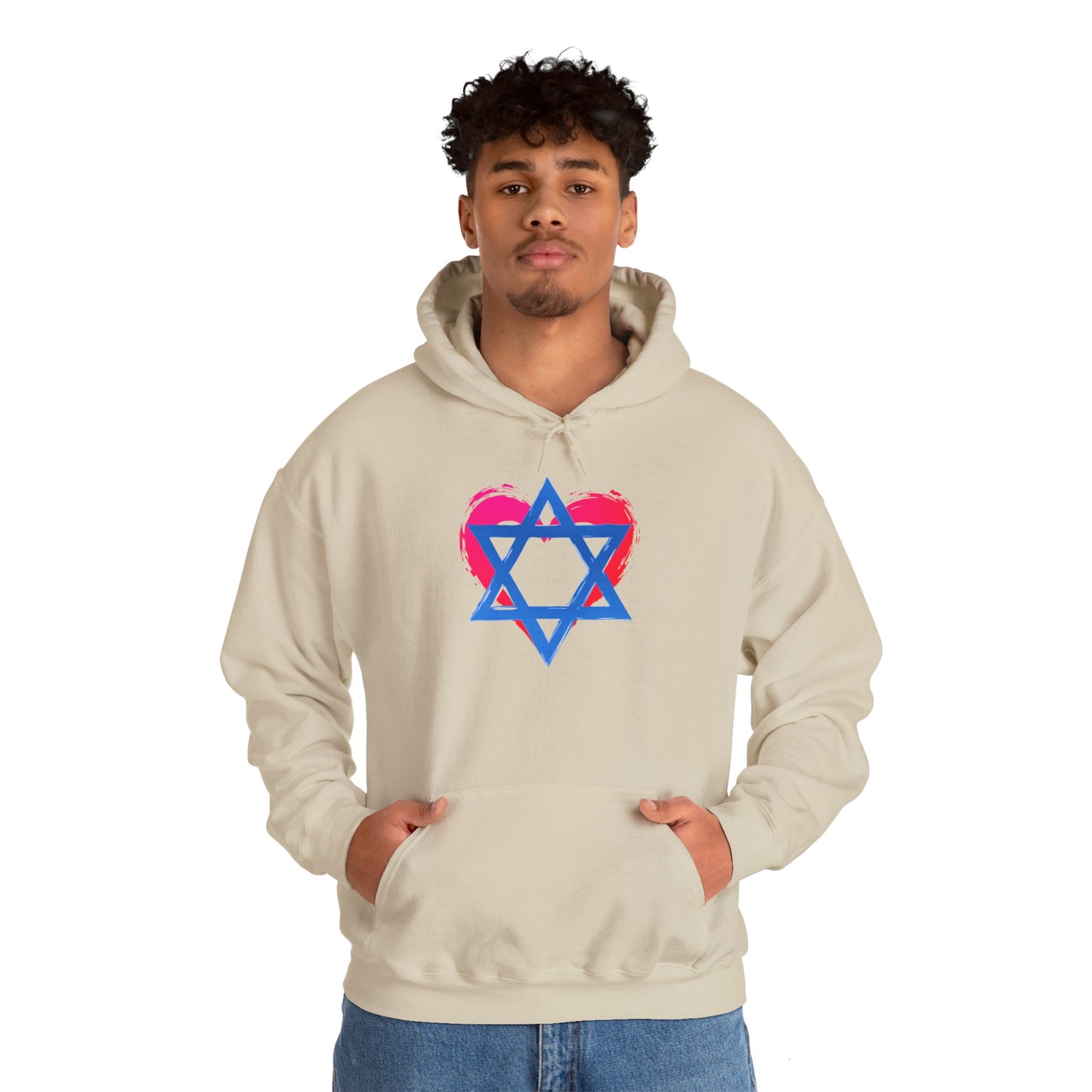 Star of David with Heart Unisex Heavy Blend™ Hooded Sweatshirt