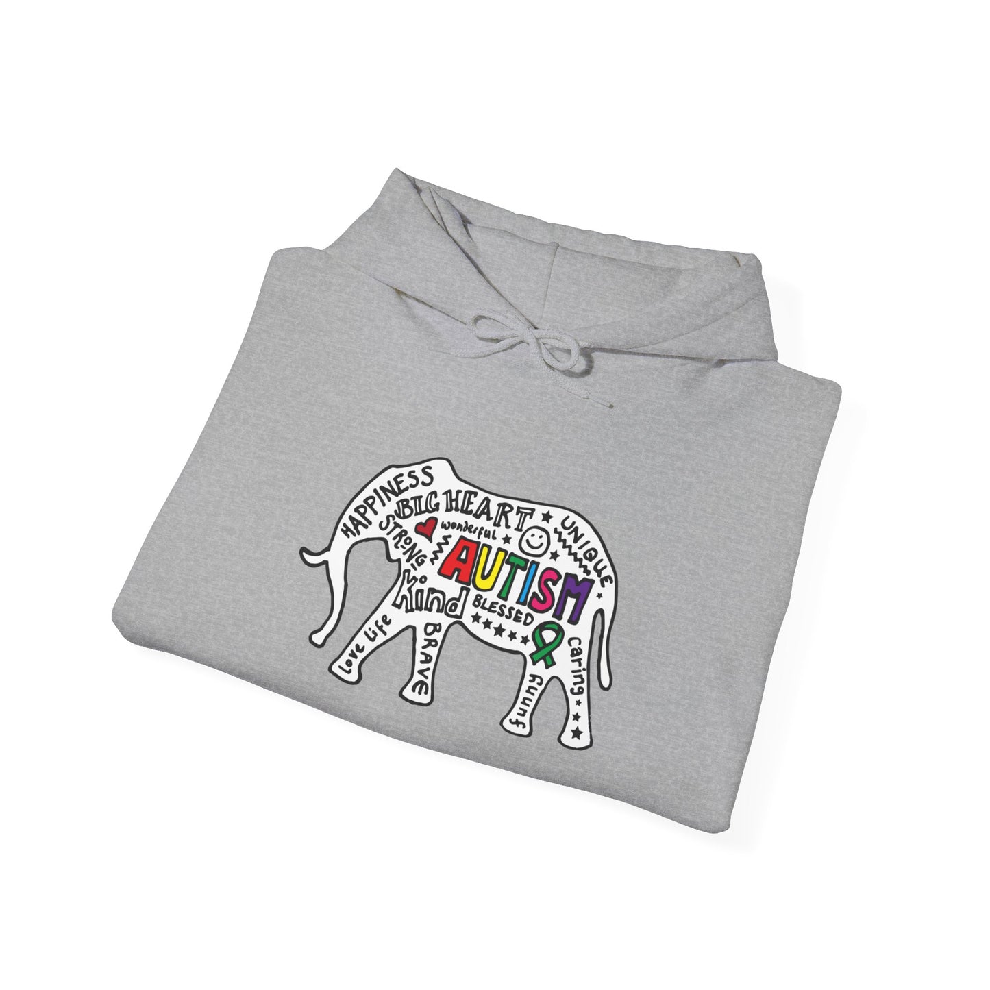 Autism Awareness Elephant Hoodie - Colorful Puzzle Piece Design