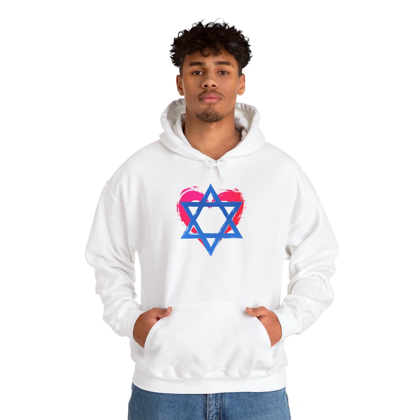 Star of David with Heart Unisex Heavy Blend™ Hooded Sweatshirt