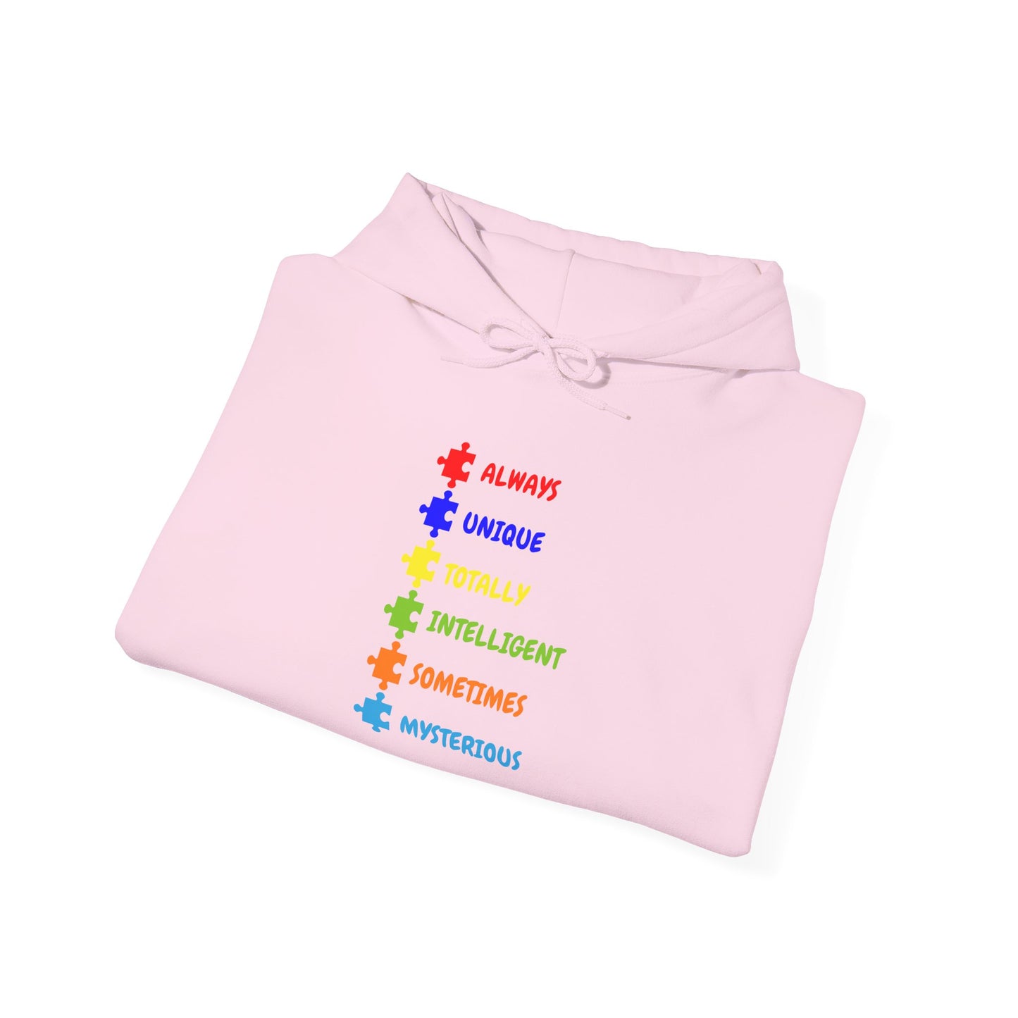 Autism Puzzle Traits Hoodie - "Always, Unique, Intelligent, Sometimes, Mysterious"