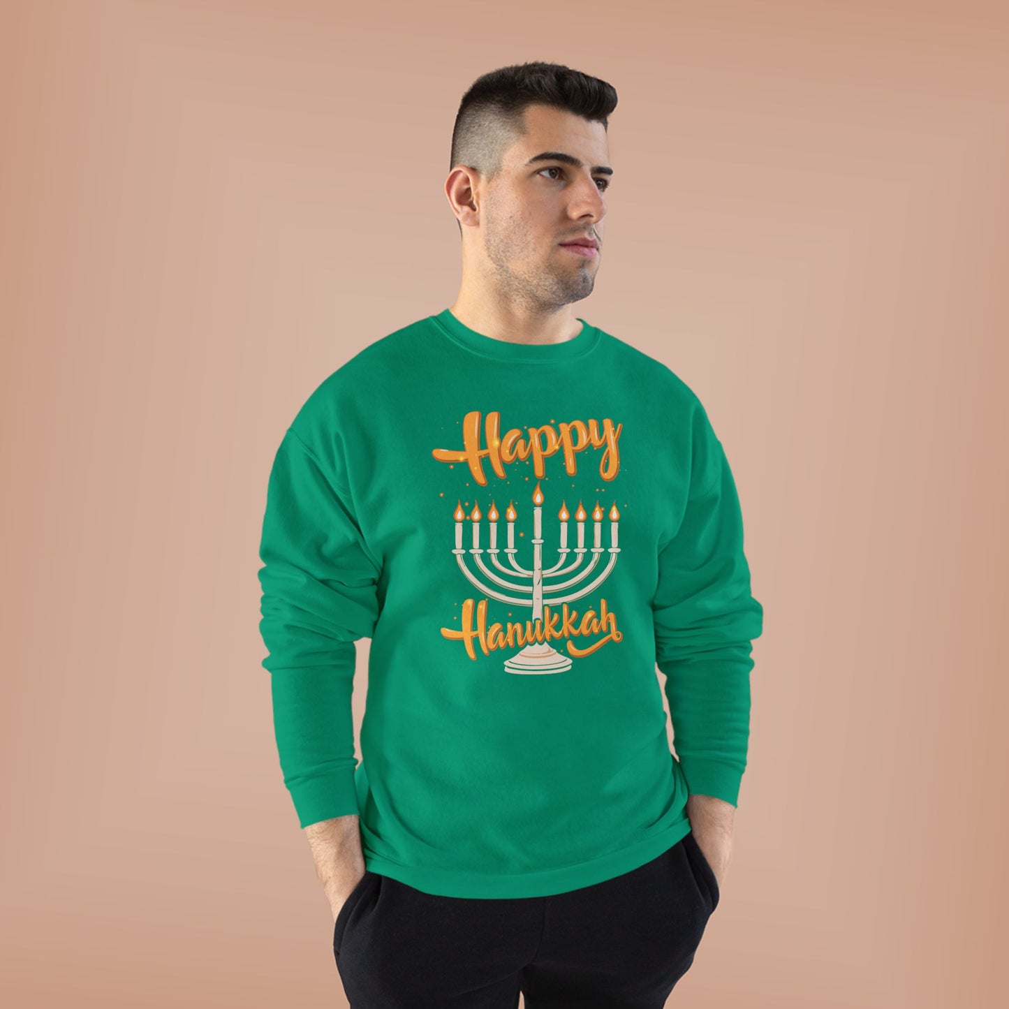 "Happy Hanukkah" Unisex EcoSmart® Crewneck Sweatshirt