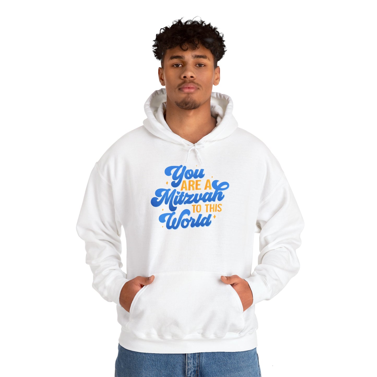 "YOU ARE A MITZVAH TO THIS WORLD" Unisex Heavy Blend™ Hooded Sweatshirt