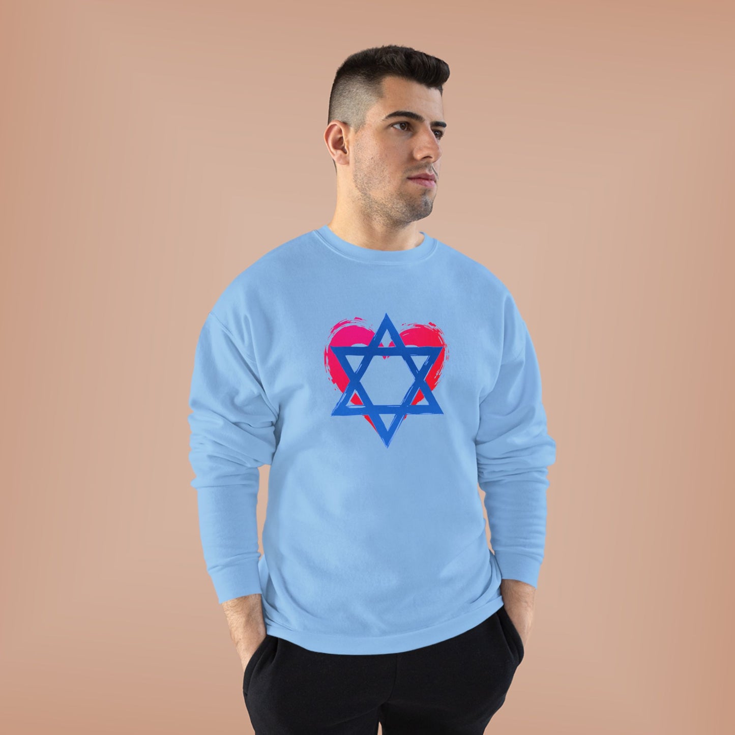 Star of David with Heart Unisex EcoSmart® Crewneck Sweatshirt