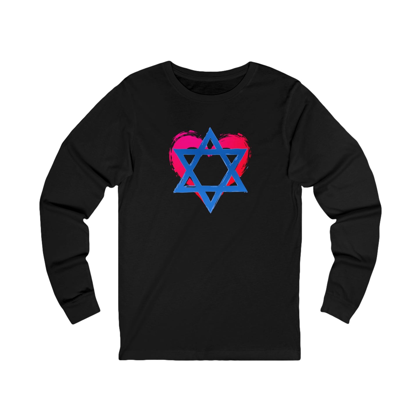 Star of David with Heart Unisex Jersey Long Sleeve Tee