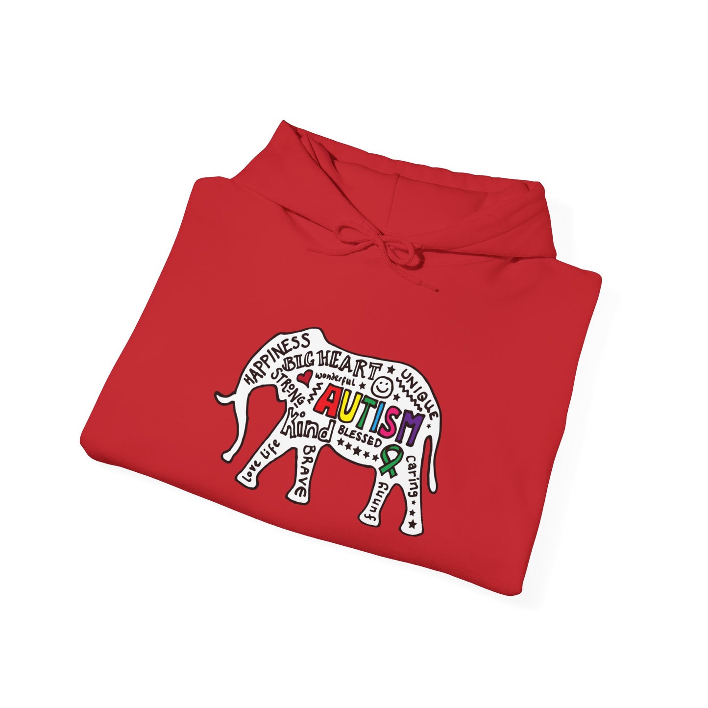 Autism Awareness Elephant Hoodie - Colorful Puzzle Piece Design