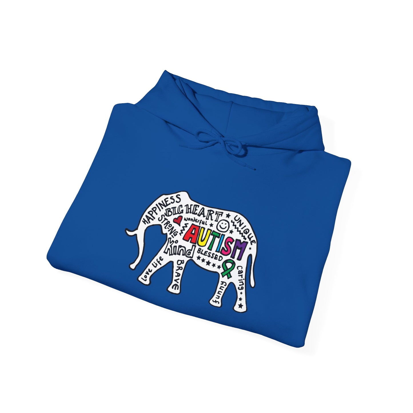 Autism Awareness Elephant Hoodie - Colorful Puzzle Piece Design