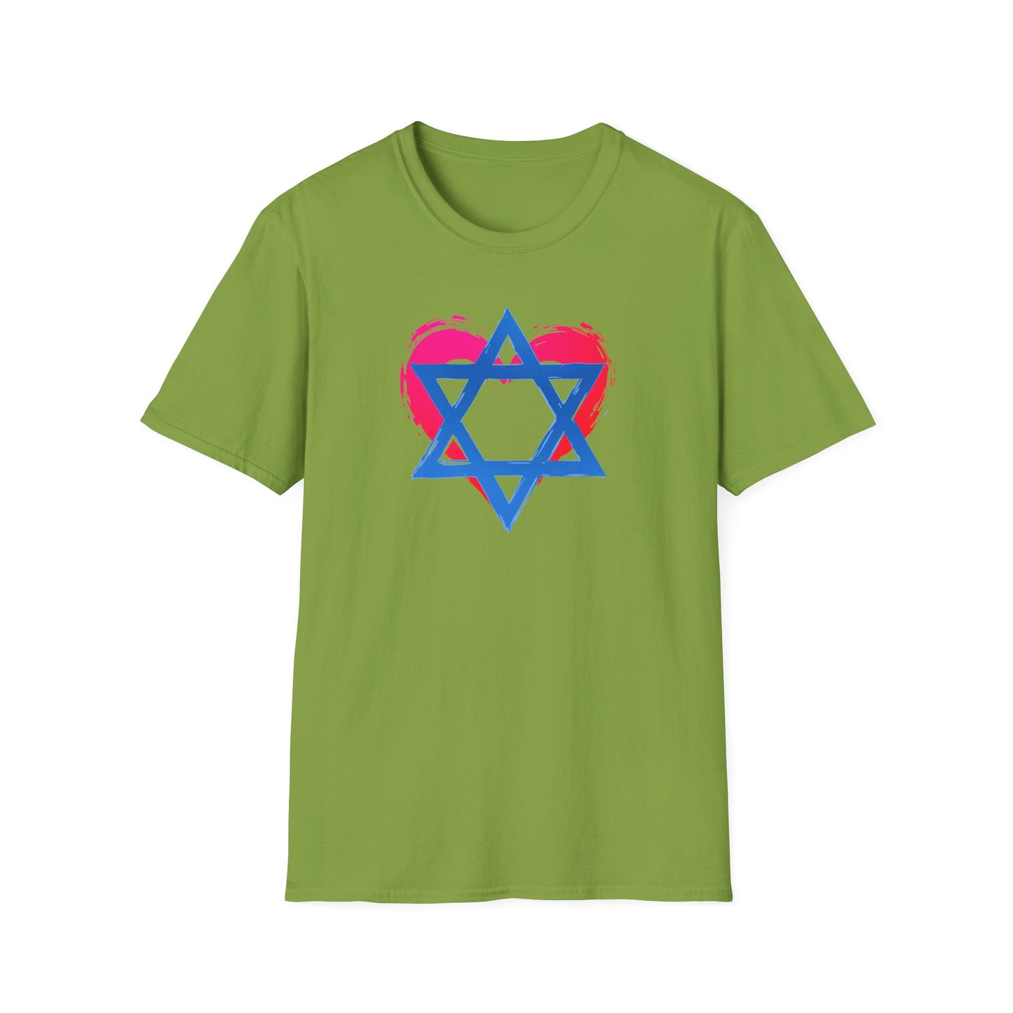 Star of David with Heart Unisex Softstyle T-Shirt