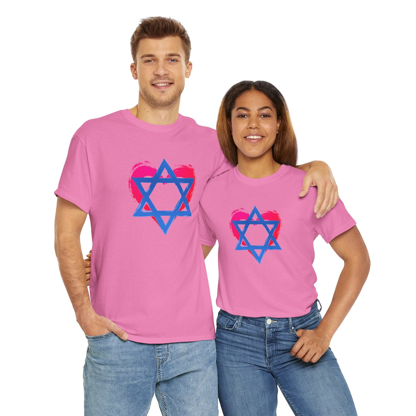 Star of David with Heart Unisex Heavy Cotton Tee