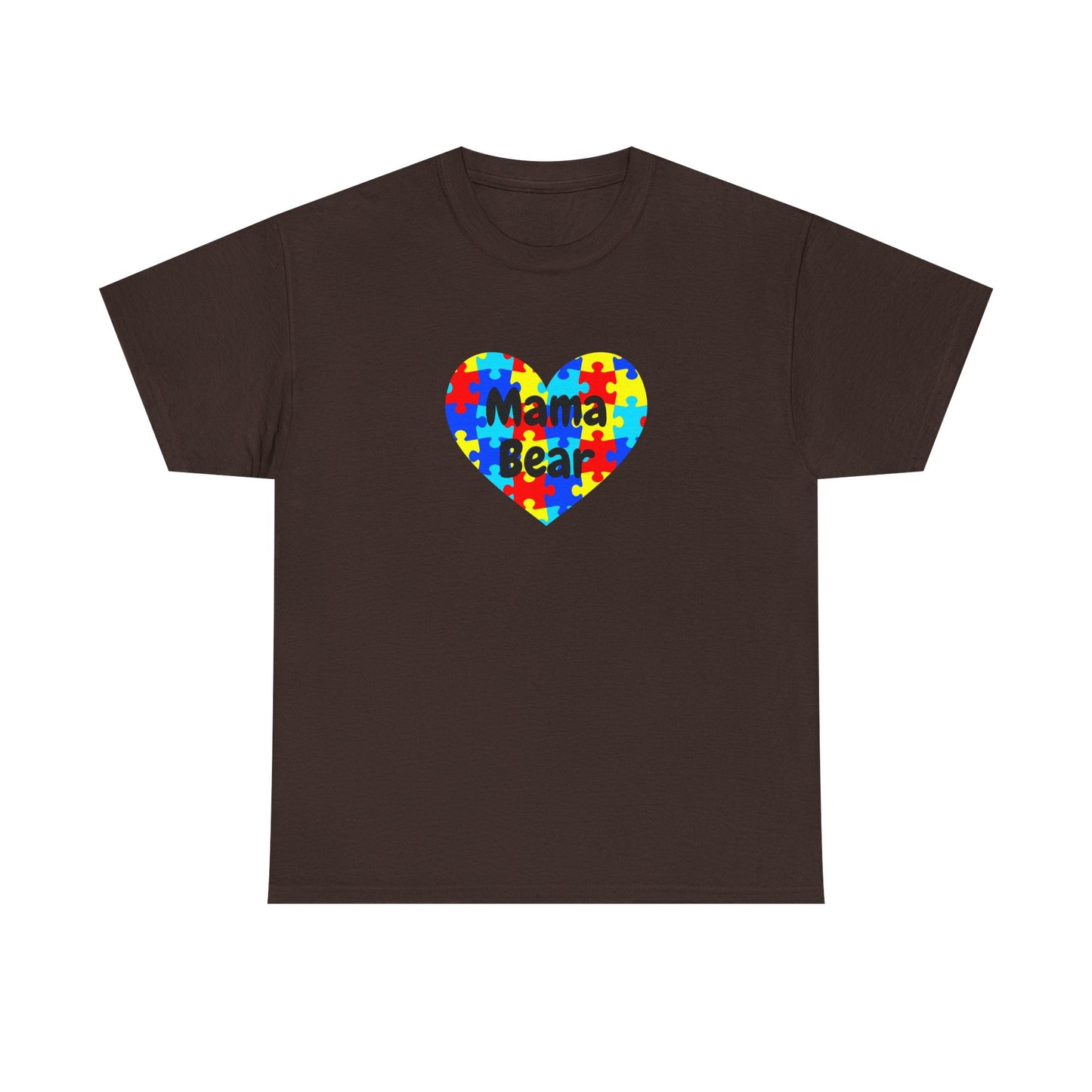 Mama Bear Autism Puzzle Heart T-Shirt - Autism Awareness Mom Tee