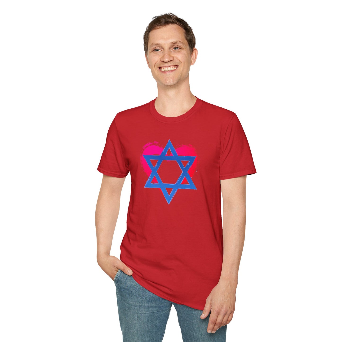 Star of David with Heart Unisex Softstyle T-Shirt