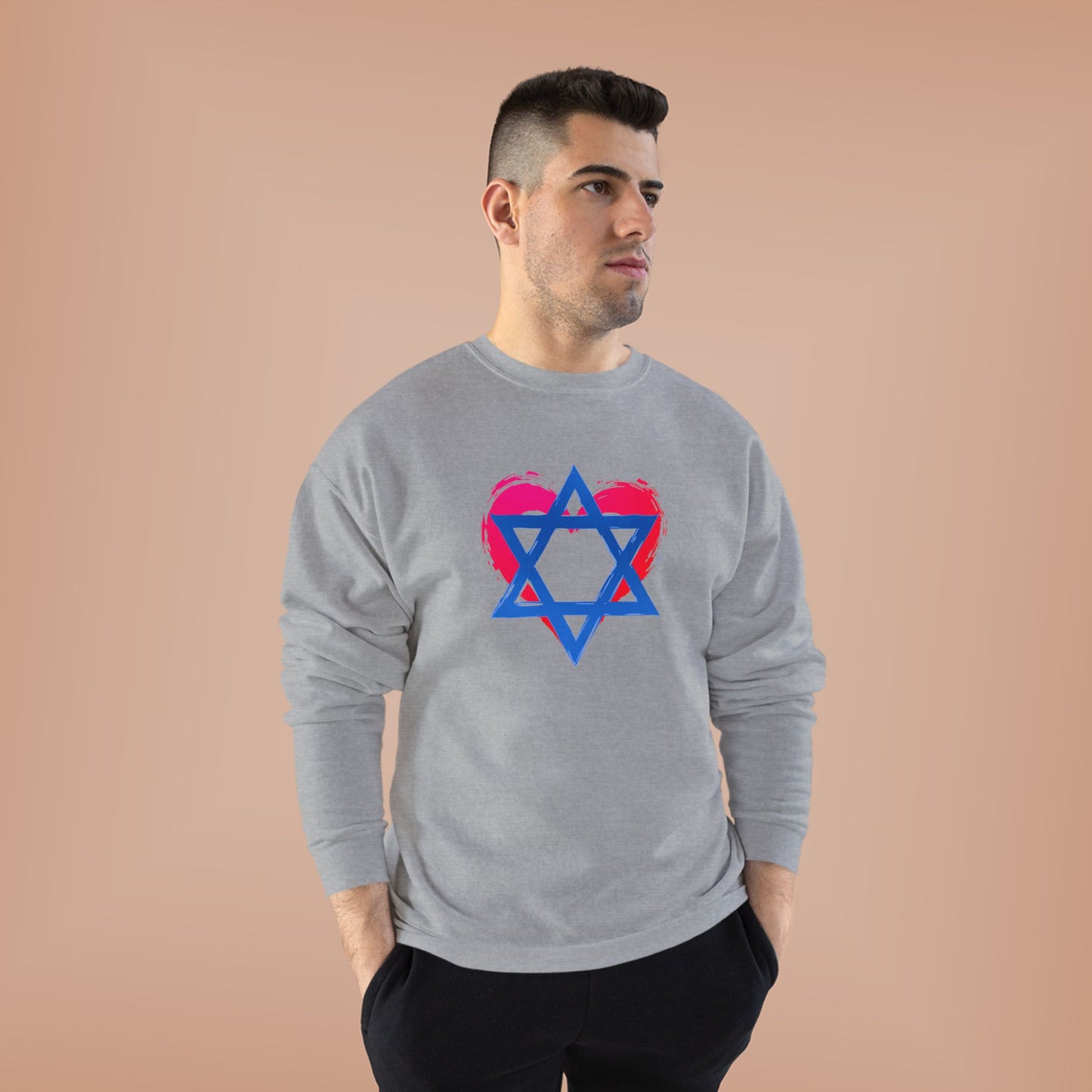 Star of David with Heart Unisex EcoSmart® Crewneck Sweatshirt