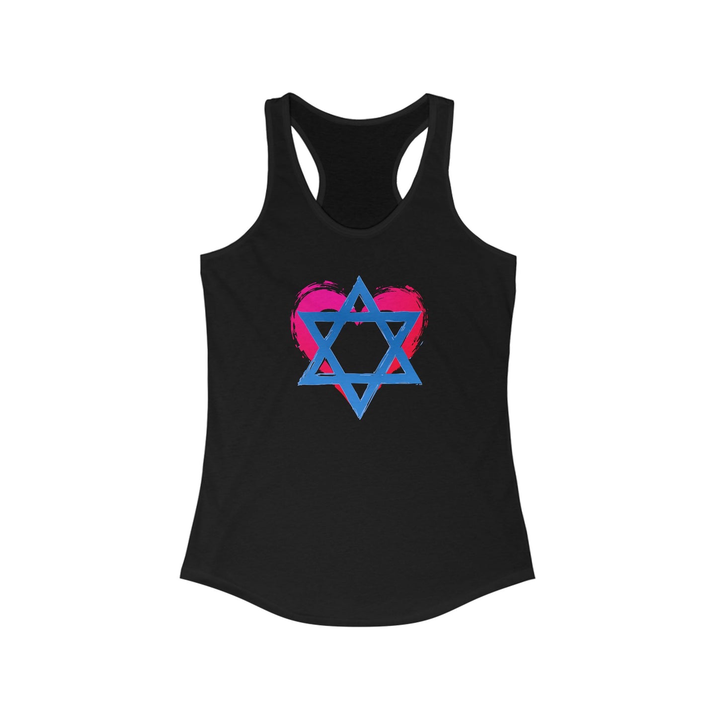 Star of David with Heart Women's Ideal Racerback Tank