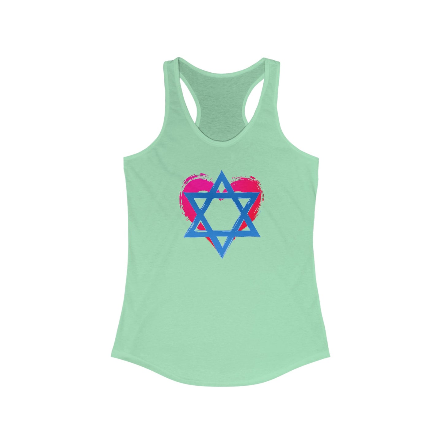 Star of David with Heart Women's Ideal Racerback Tank