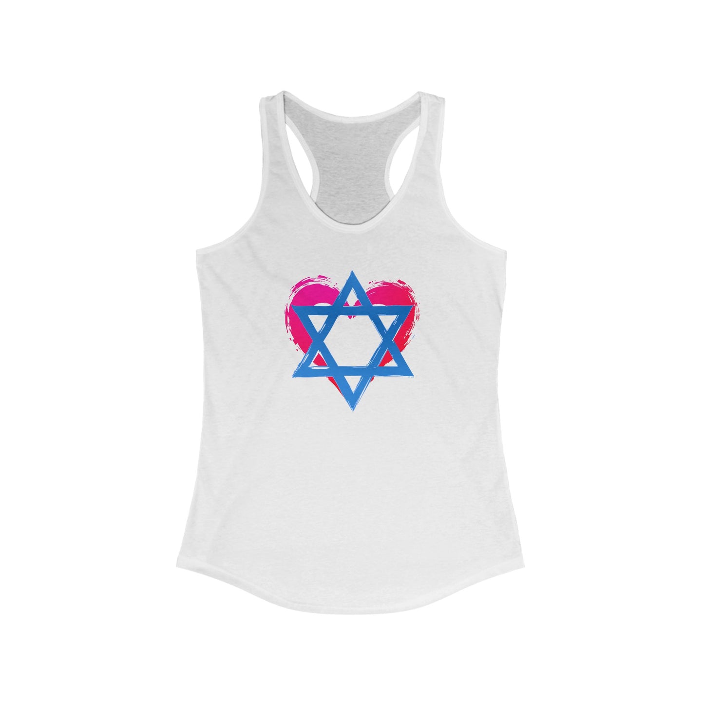 Star of David with Heart Women's Ideal Racerback Tank