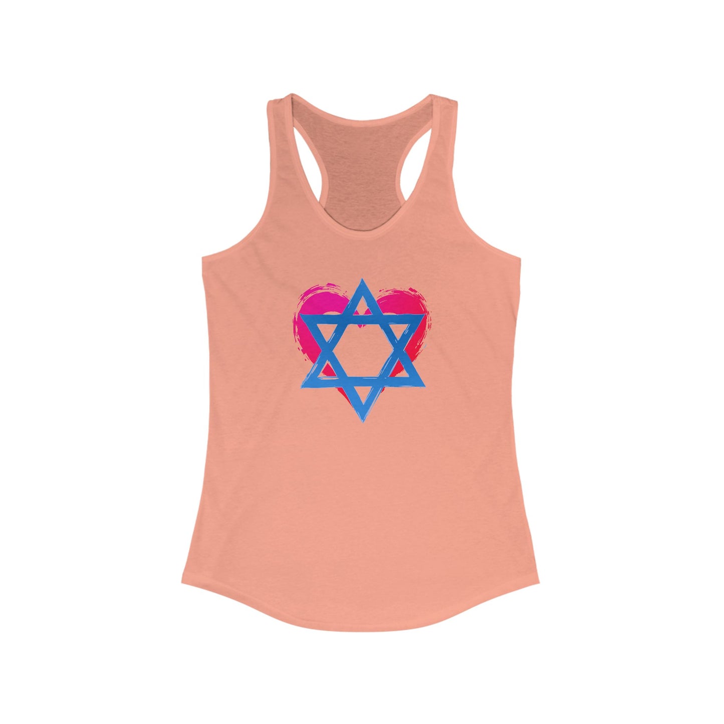 Star of David with Heart Women's Ideal Racerback Tank