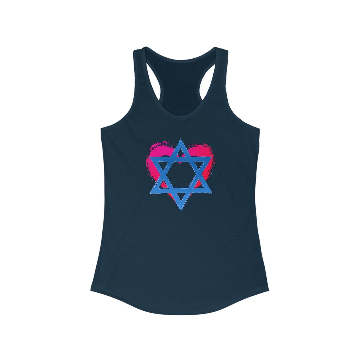 Star of David with Heart Women's Ideal Racerback Tank