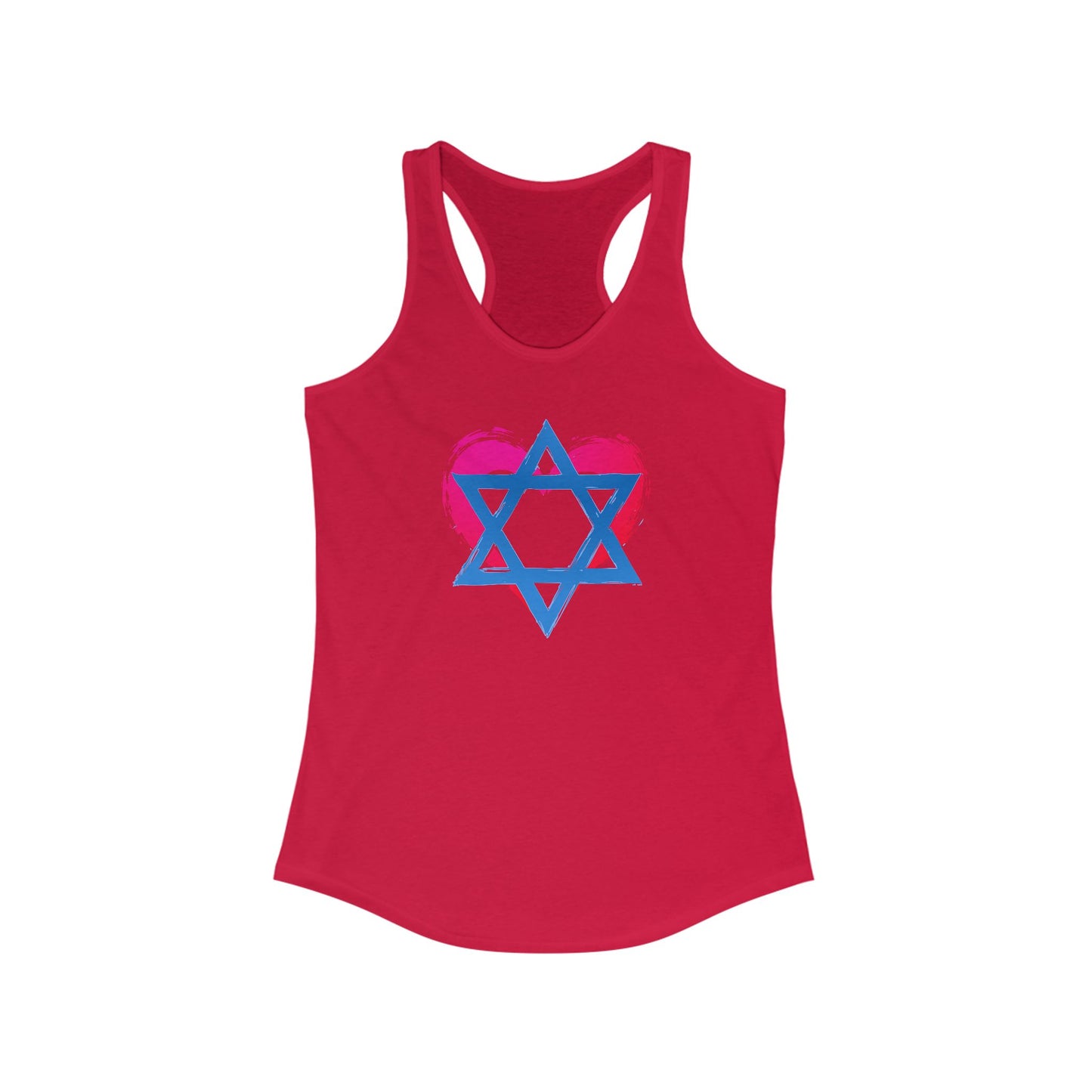 Star of David with Heart Women's Ideal Racerback Tank