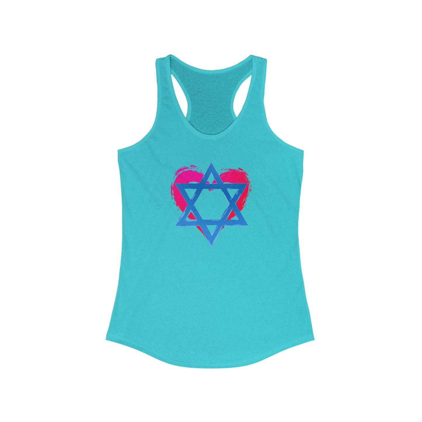 Star of David with Heart Women's Ideal Racerback Tank