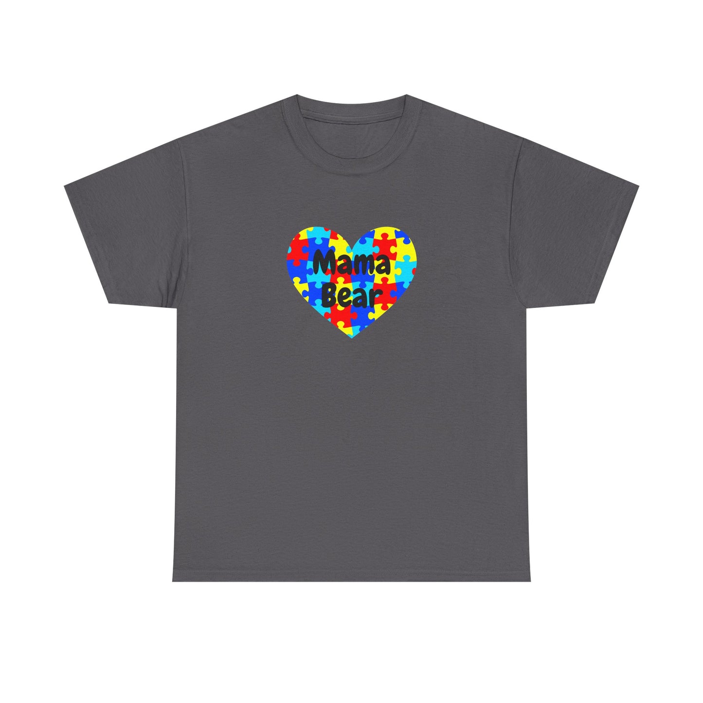 Mama Bear Autism Puzzle Heart T-Shirt - Autism Awareness Mom Tee