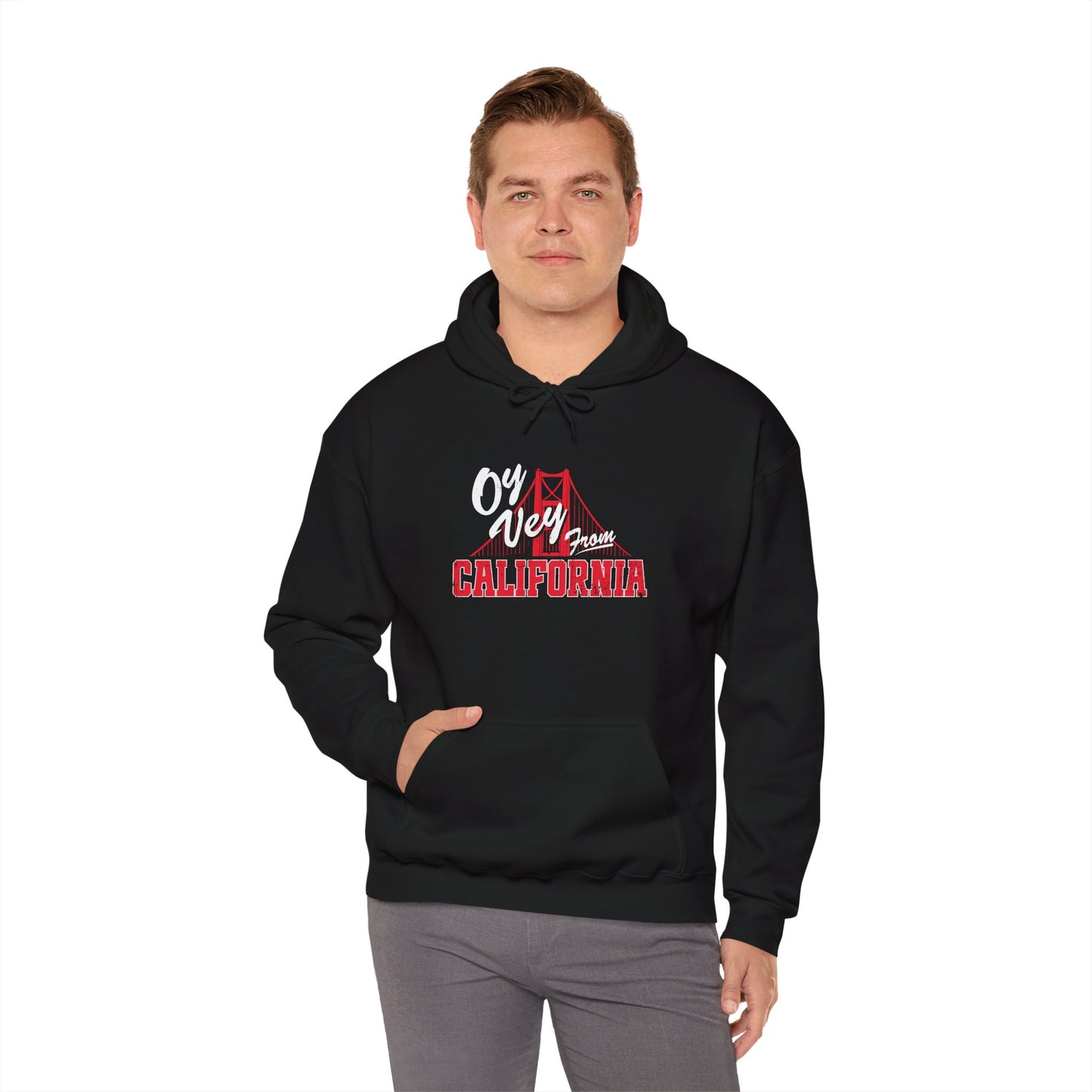 "OY VEY FROM CALIFORNIA" Unisex Heavy Blend™ Hooded Sweatshirt