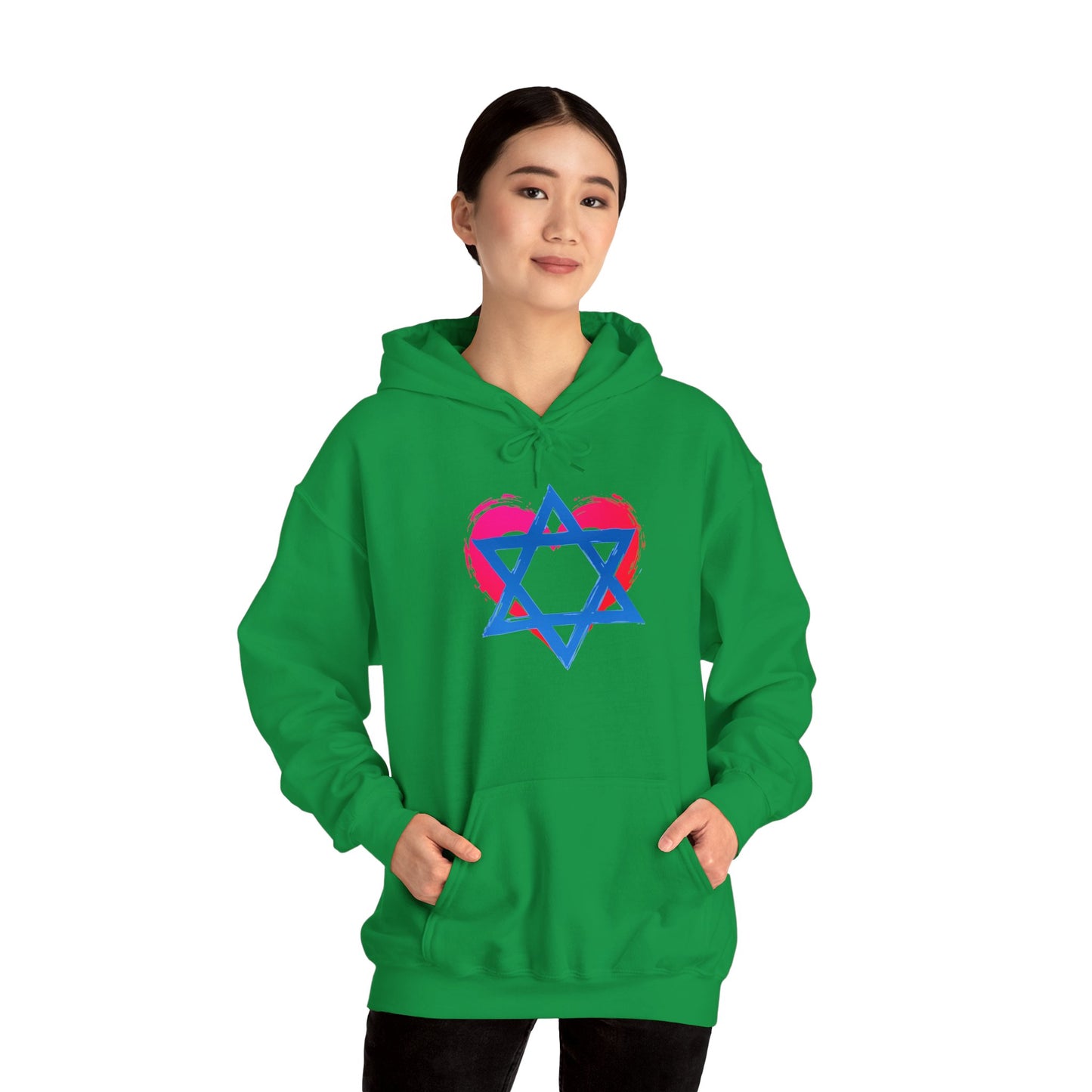 Star of David with Heart Unisex Heavy Blend™ Hooded Sweatshirt