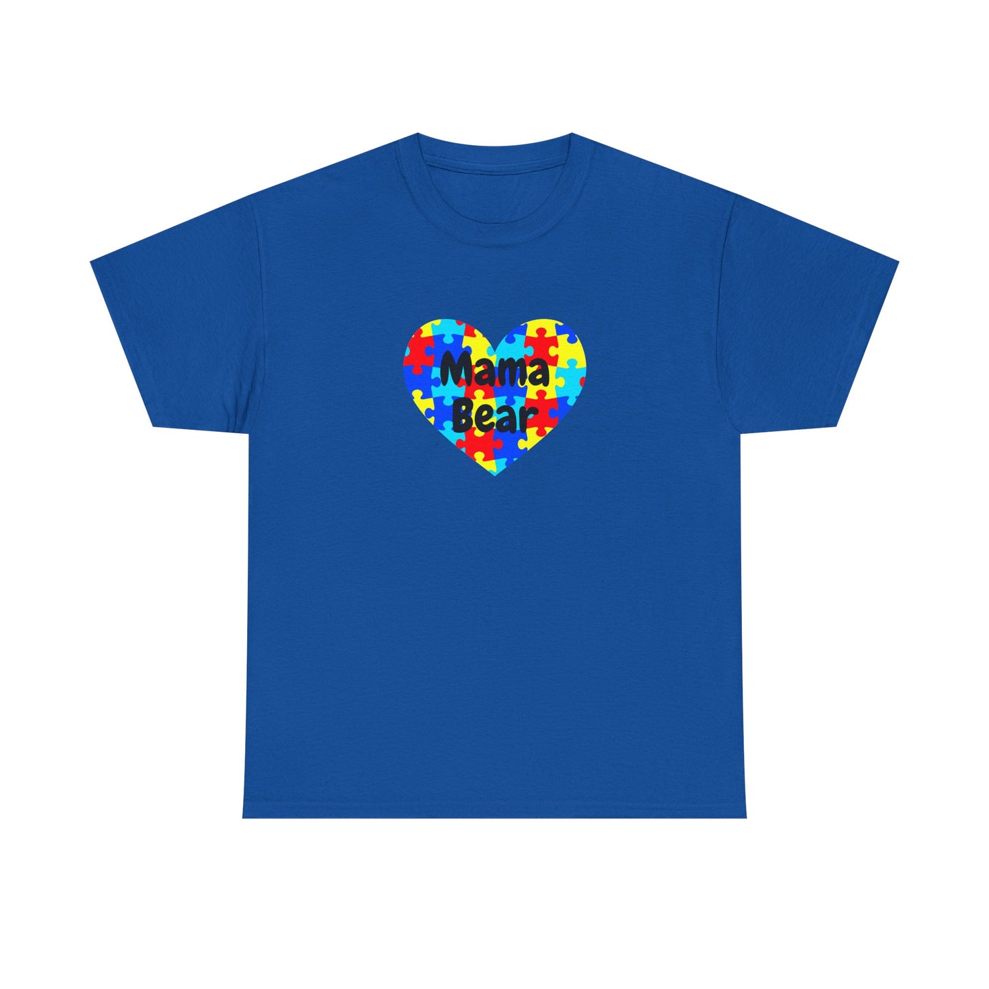 Mama Bear Autism Puzzle Heart T-Shirt - Autism Awareness Mom Tee