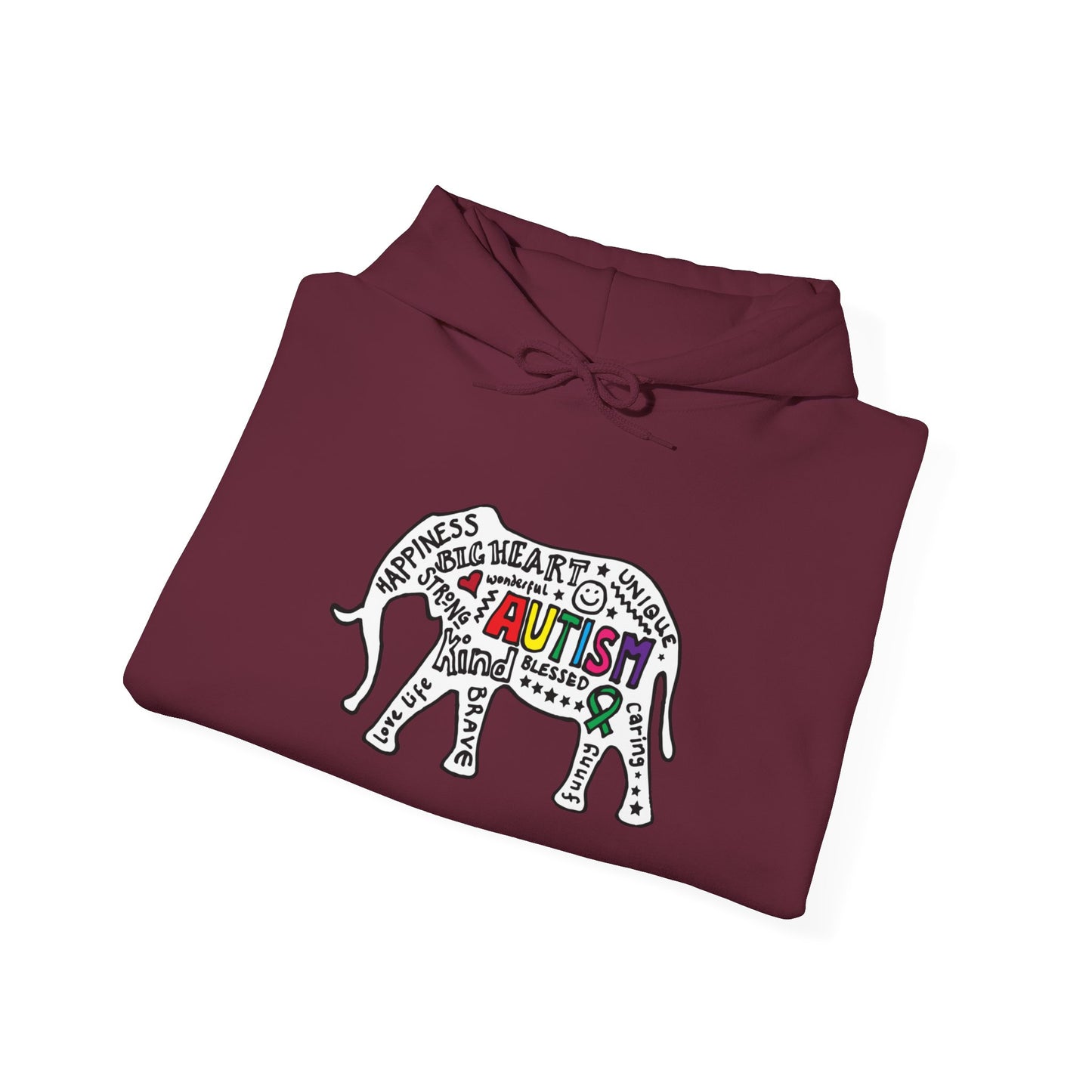 Autism Awareness Elephant Hoodie - Colorful Puzzle Piece Design