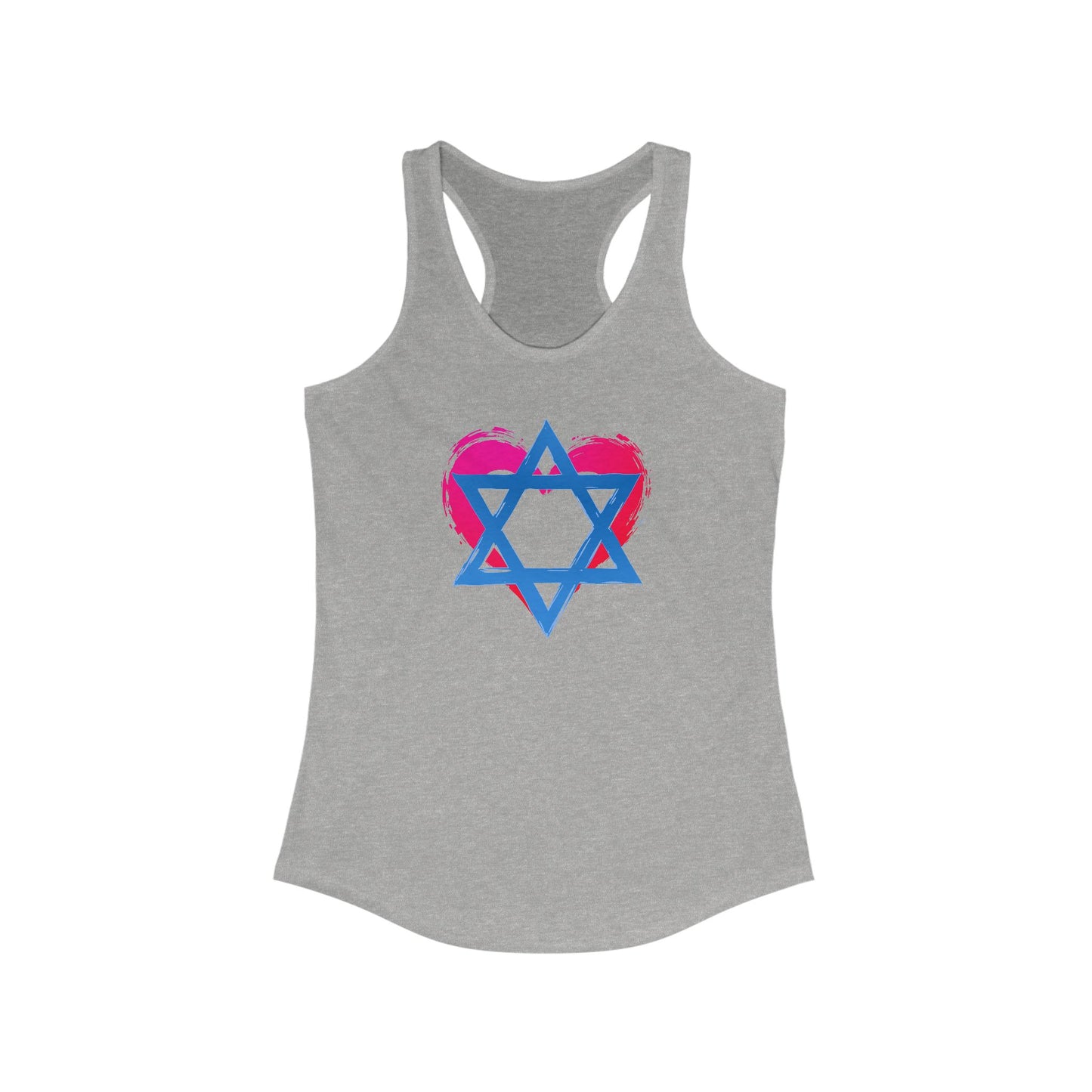 Star of David with Heart Women's Ideal Racerback Tank