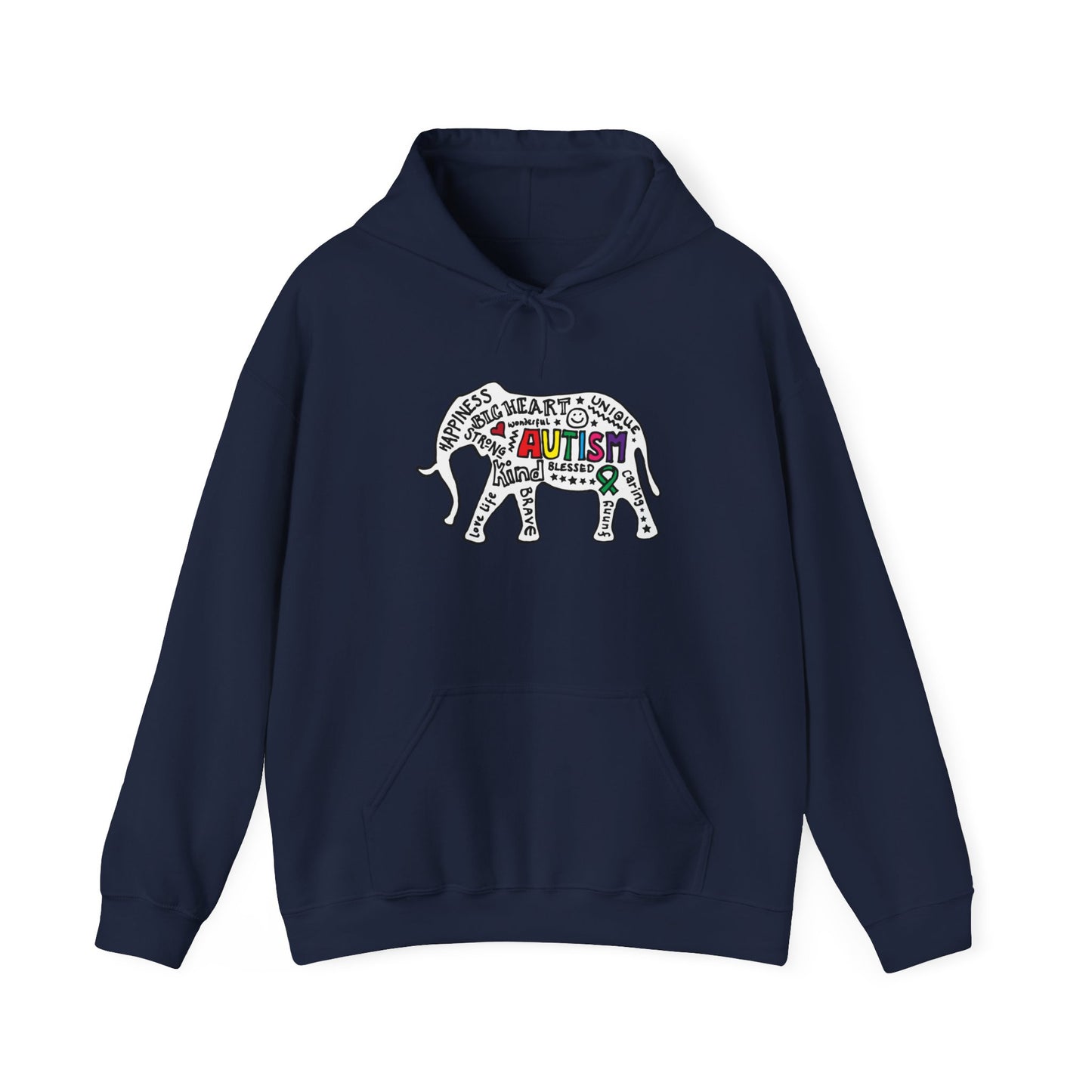 Autism Awareness Elephant Hoodie - Colorful Puzzle Piece Design