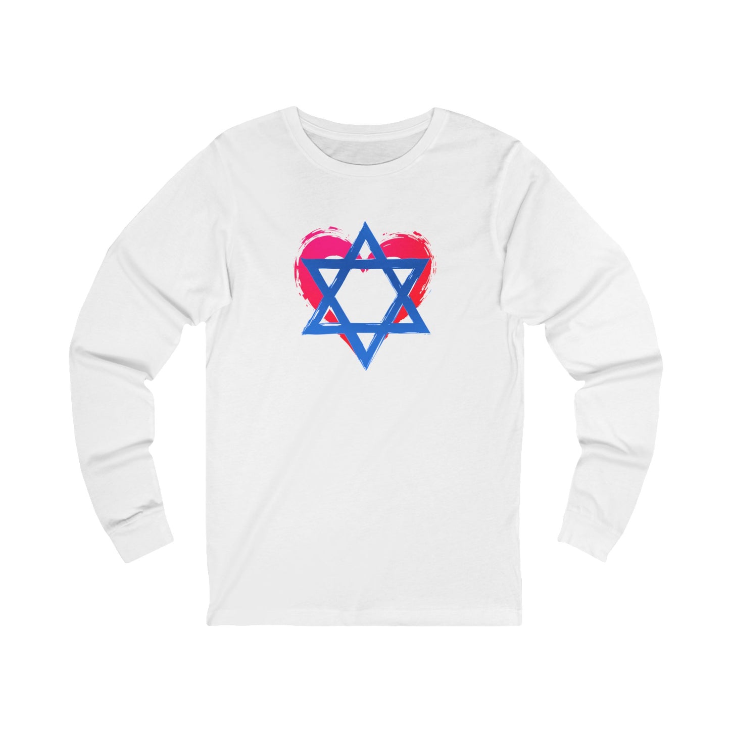 Star of David with Heart Unisex Jersey Long Sleeve Tee