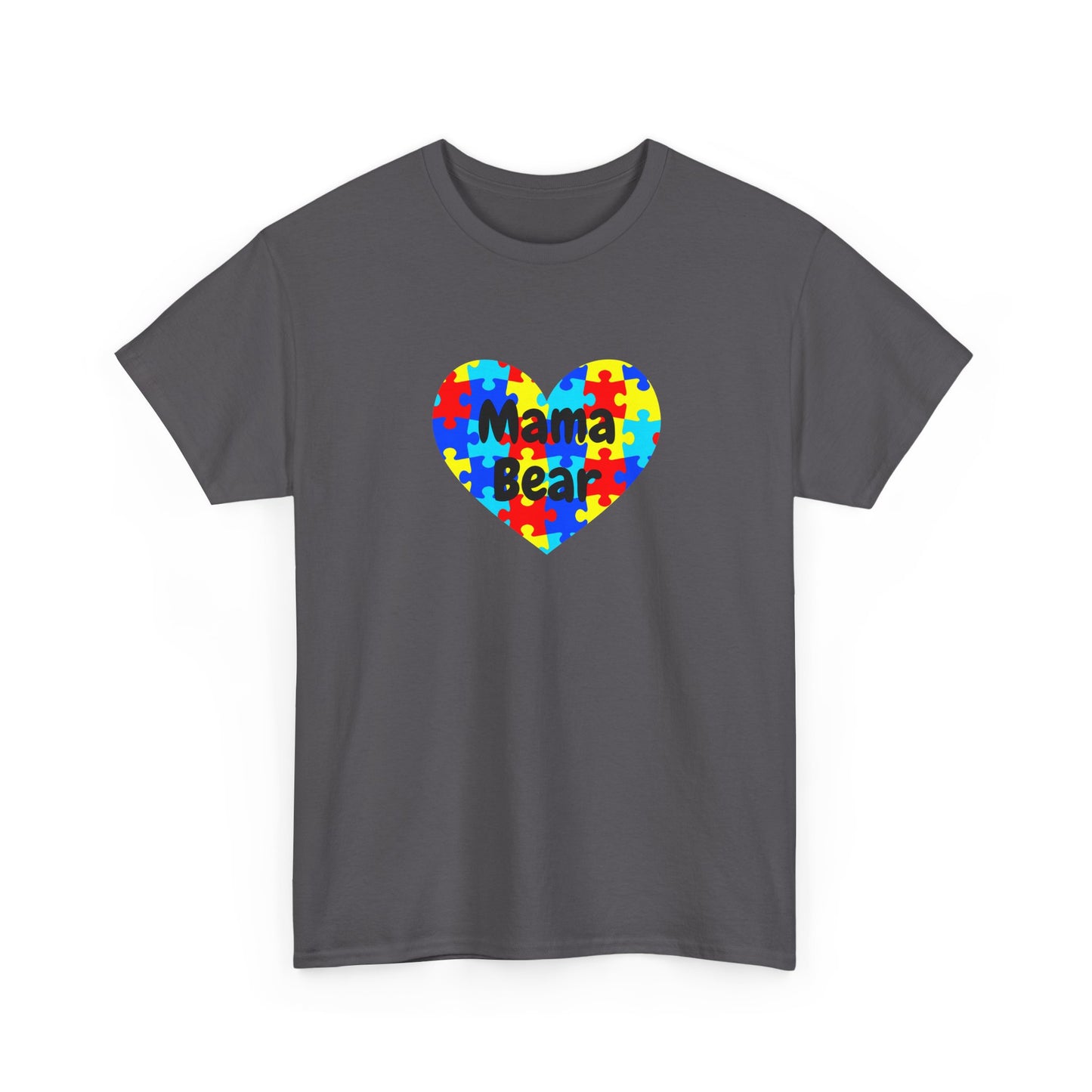 Mama Bear Autism Puzzle Heart T-Shirt - Autism Awareness Mom Tee