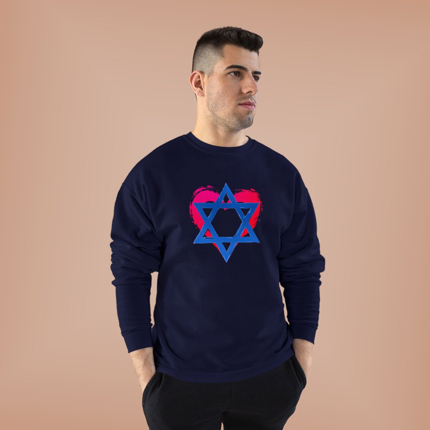 Star of David with Heart Unisex EcoSmart® Crewneck Sweatshirt